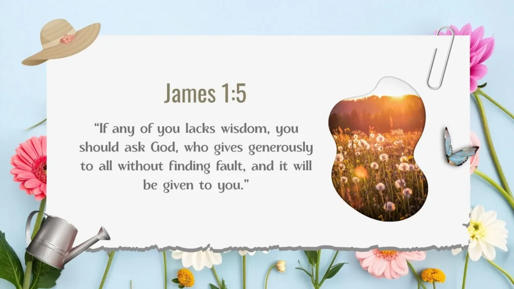 James 1:5 NIV Bible verse about asking God for wisdom when making decisions and seeking divine guidance