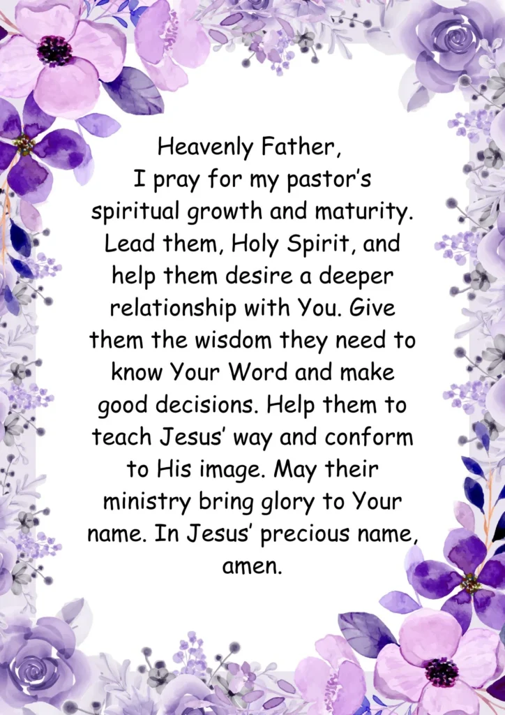 An intercessory prayer for pastors seeking spiritual growth, wisdom, and maturity through the Holy Spirit.