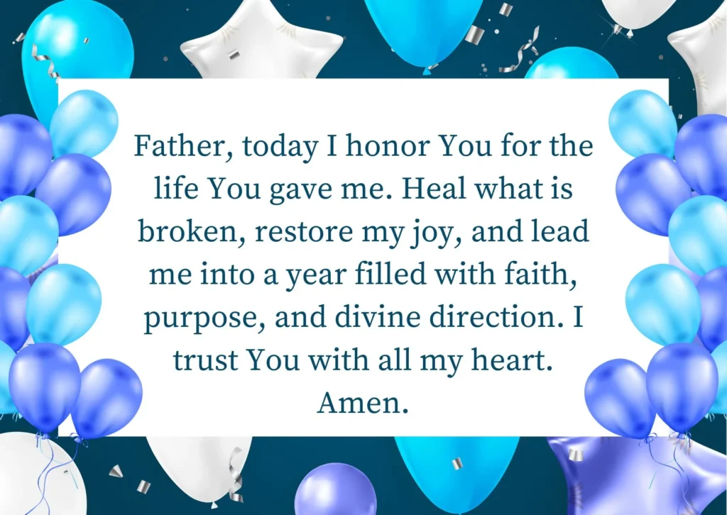 Faith-filled birthday prayer for myself asking God for purpose, renewal, and joy