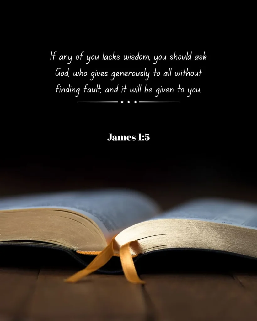 James 1:5
If any of you lacks wisdom, you should ask God, who gives generously to all without finding fault, and it will be given to you

