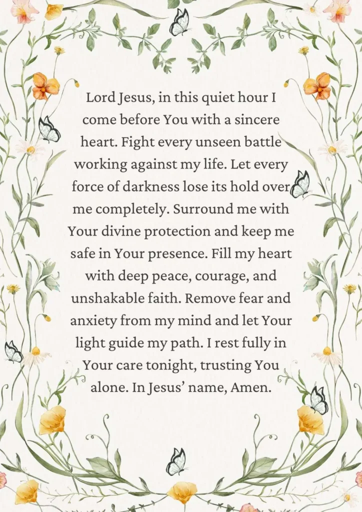 MFM midnight prayer seeking Jesus protection, peace, and strength during night spiritual battles