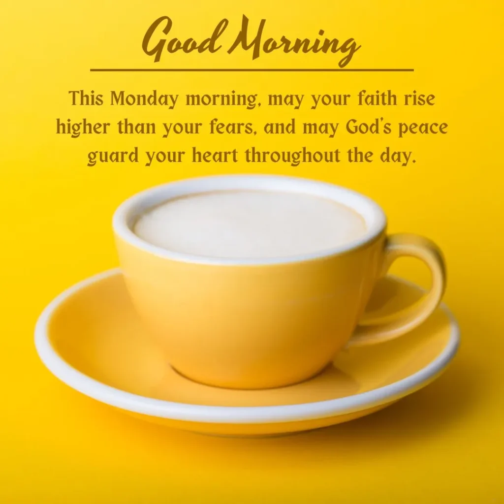 Monday blessings and prayers image with morning encouragement about God guiding your steps and filling your heart with peace