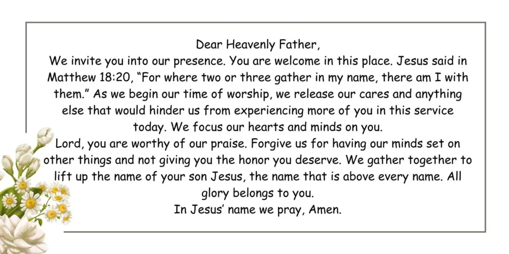 Opening Prayer for Church Service