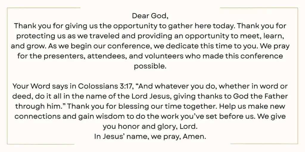 Opening Prayer for Sunday Church Service