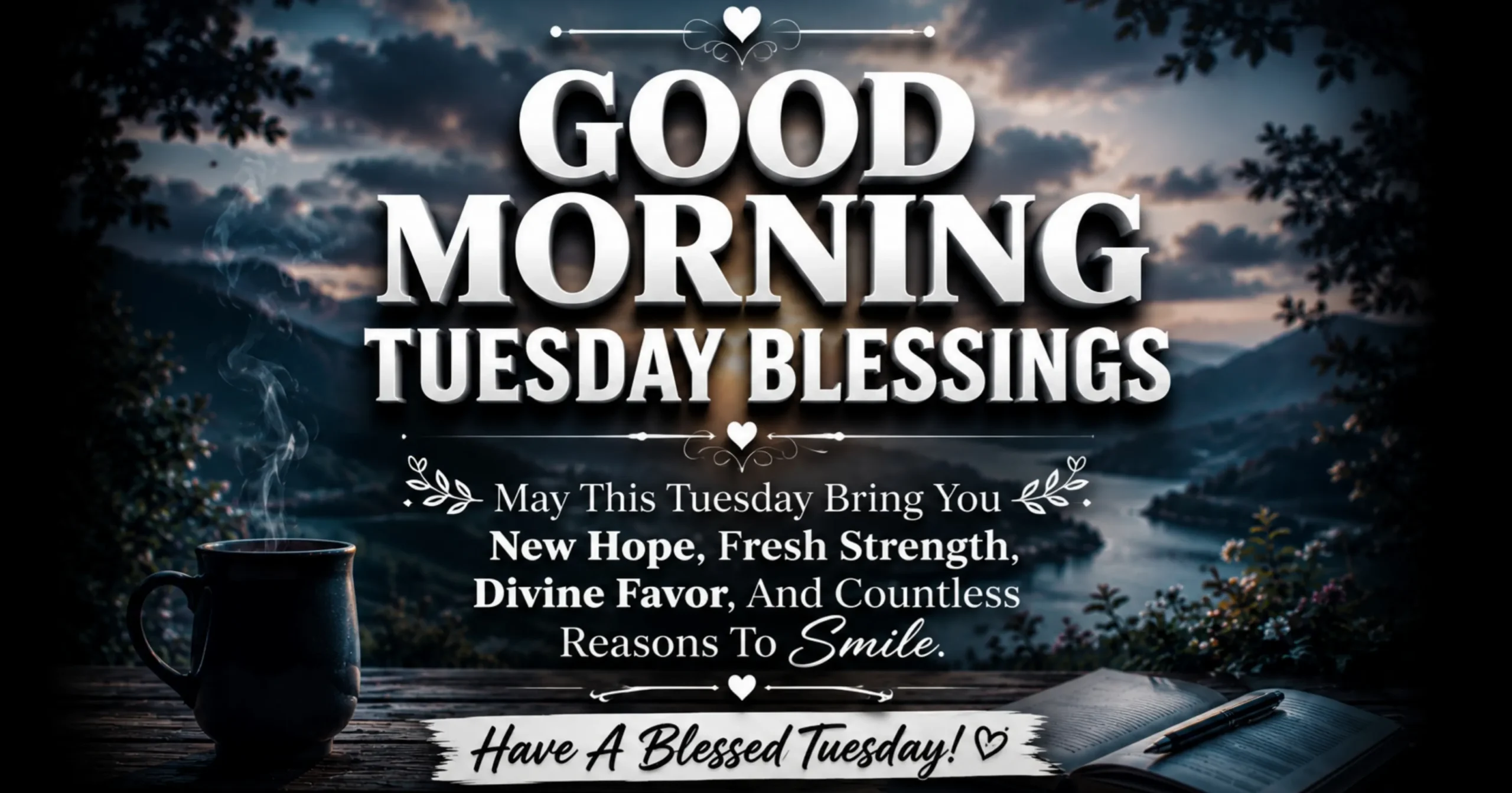 Tuesday Morning Blessings with peaceful sunrise and Christian prayer inspiration for a blessed day