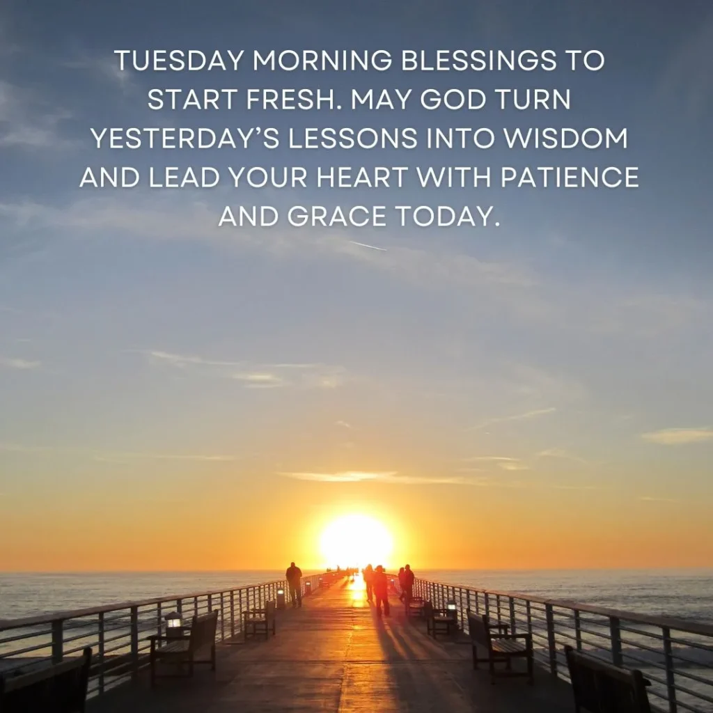 Tuesday morning blessings image with calming message about peace, trust, and confidence in God