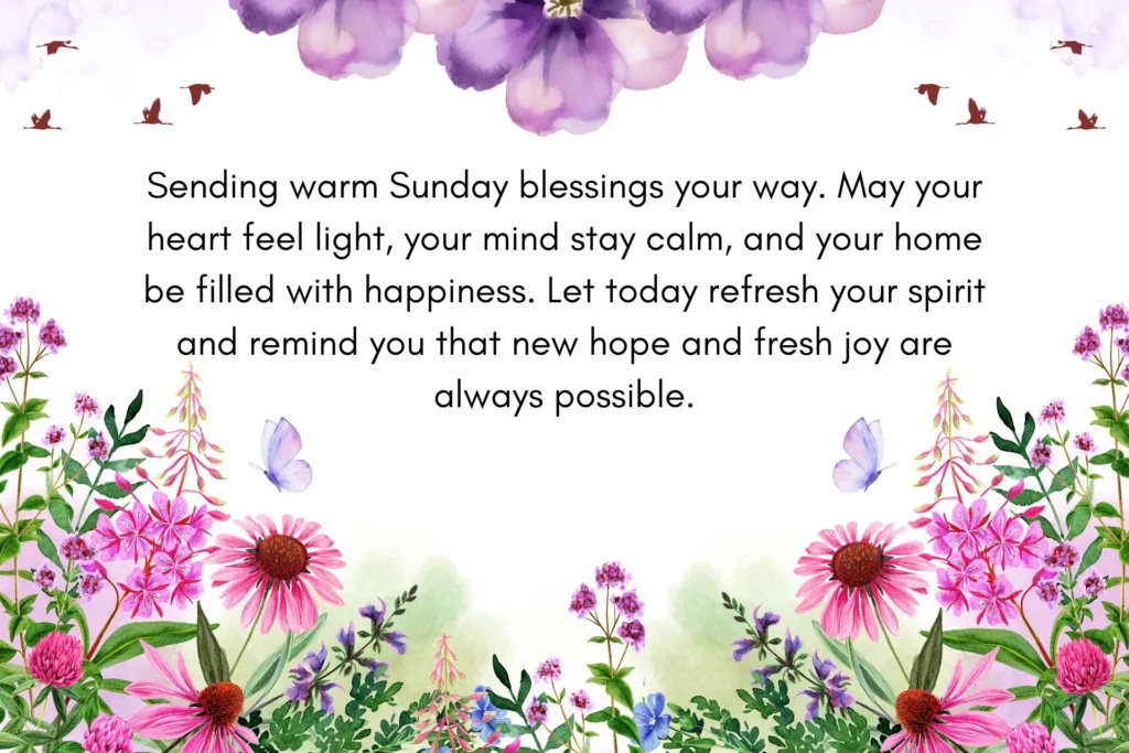 Happy Sunday Blessings Images May your Sunday overflow with love, laughter, and peace. Let sunlight brighten your path, and may each prayer bring comfort and strength.