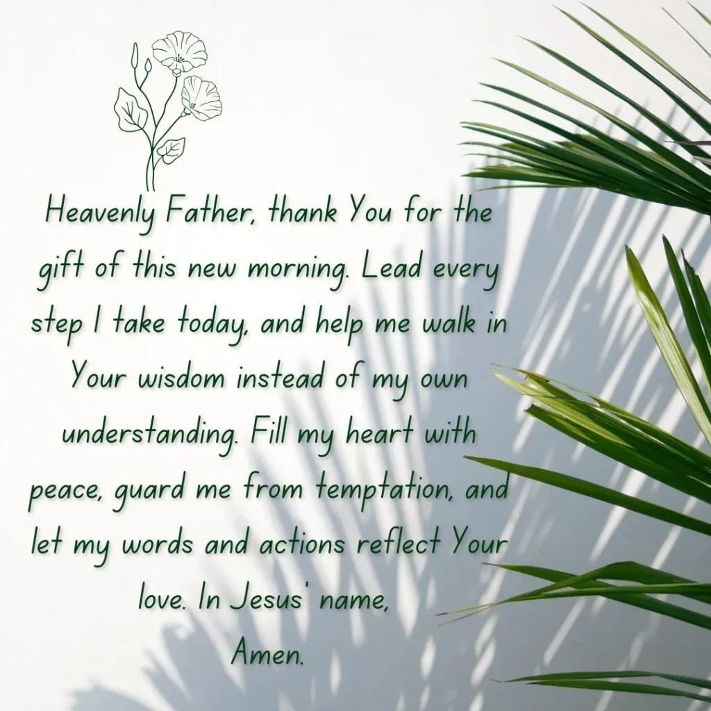 Short powerful morning prayer asking God for wisdom, guidance, peace, and direction at the start of the day.