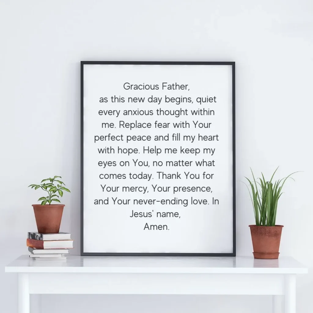 Short powerful morning prayer for peace, hope, and God's presence at the beginning of the day.