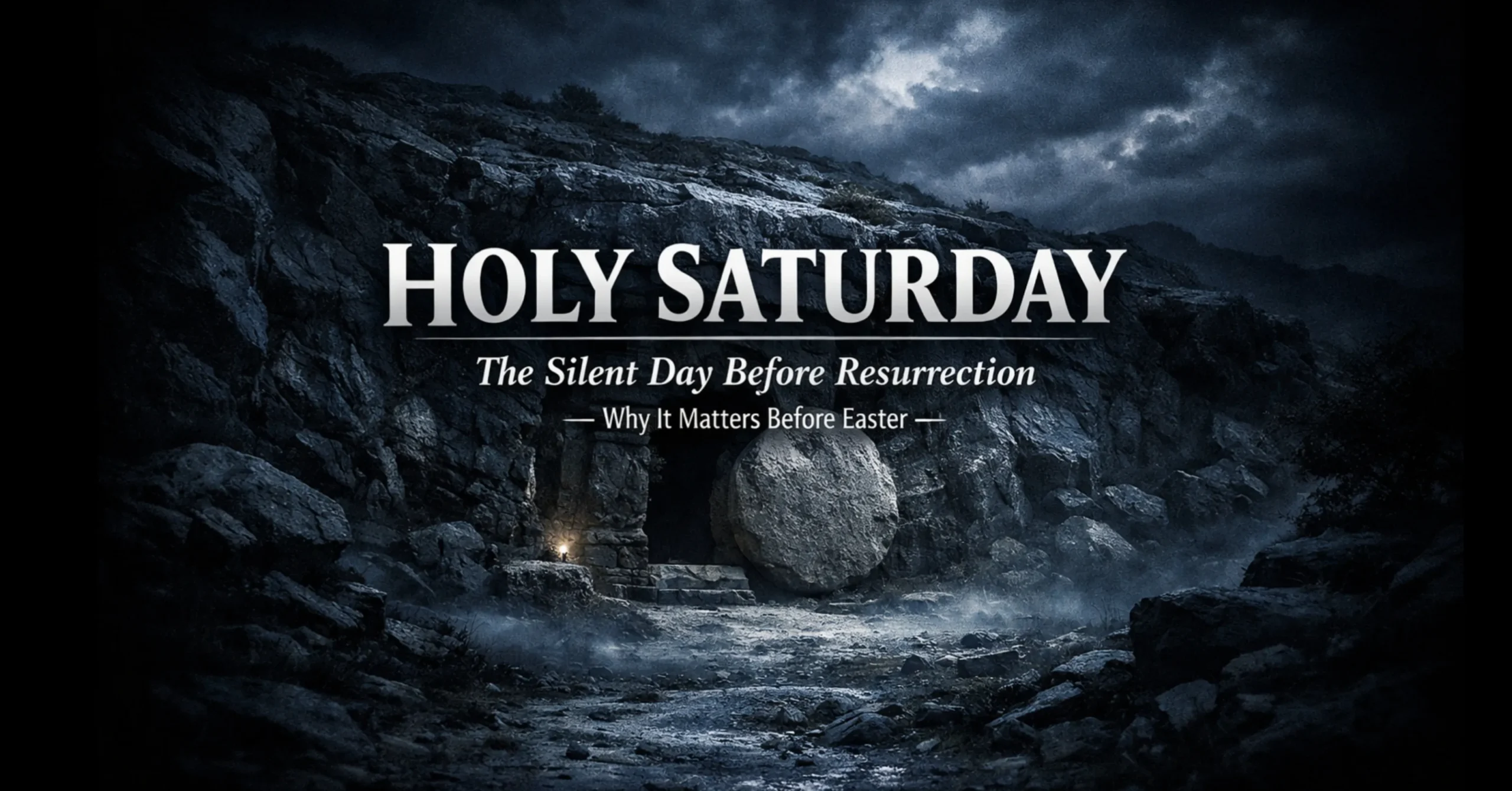 Illustration of Jesus in the tomb on Holy Saturday, reflecting the silent day before resurrection