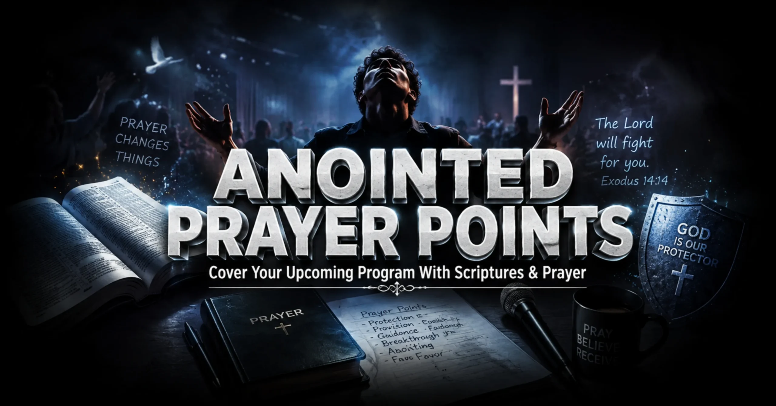 Prayer Points for Upcoming Program with scriptures for church revival, worship, protection, and God’s presence