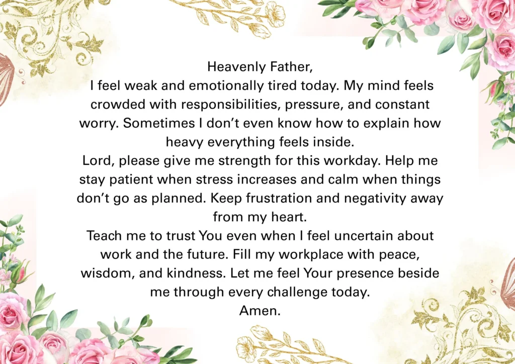 prayer for strength and calm during work stress