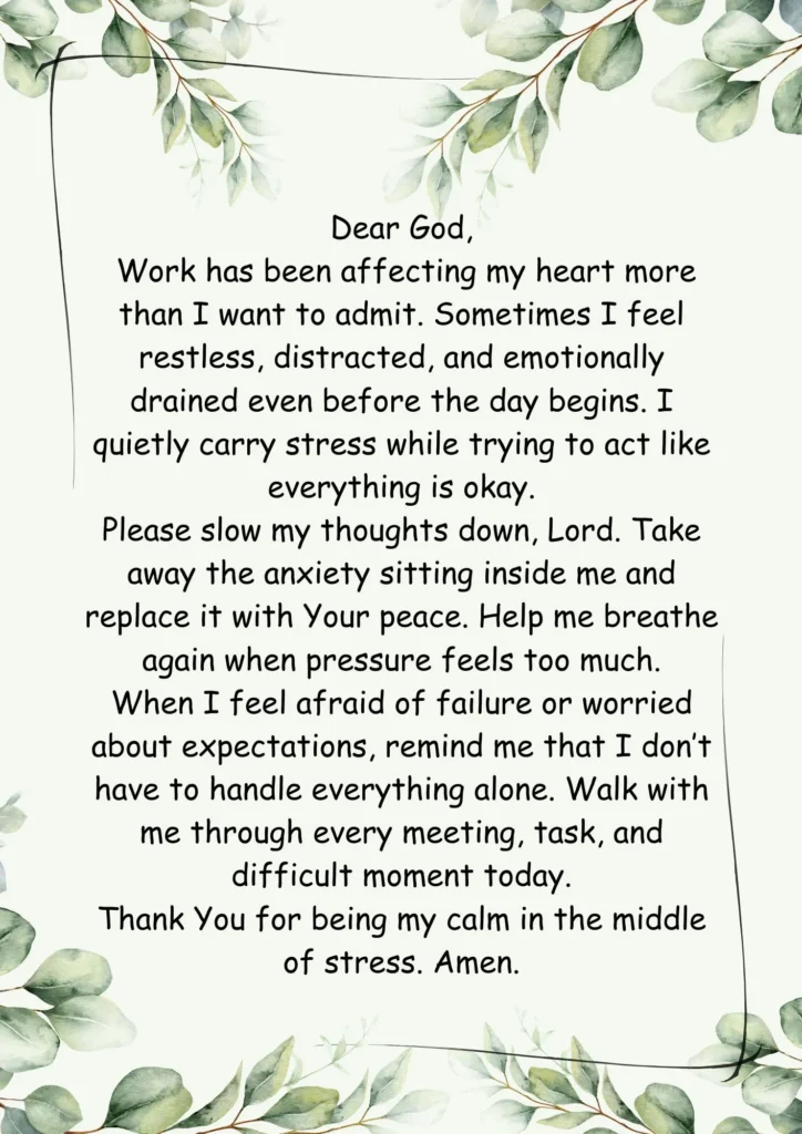 prayer for stress at work and mental exhaustion