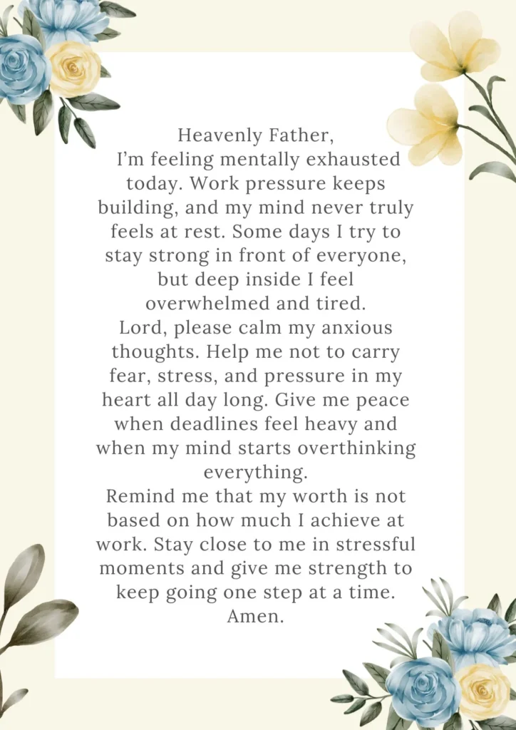 prayer for workplace anxiety and peace at work