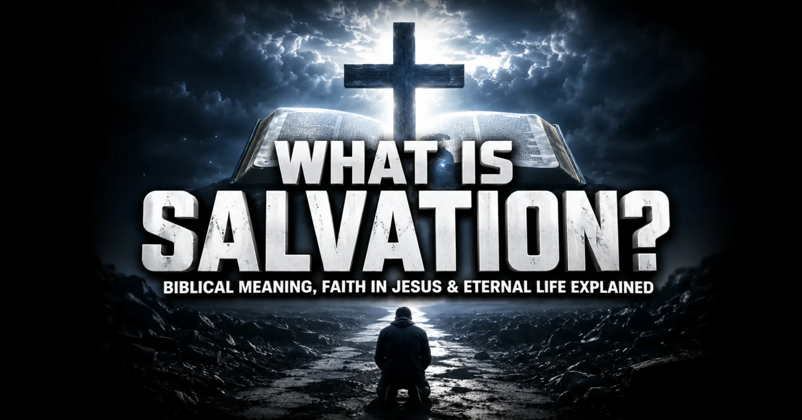 What is salvation in the Bible explained with Jesus Christ and Christian faith concept