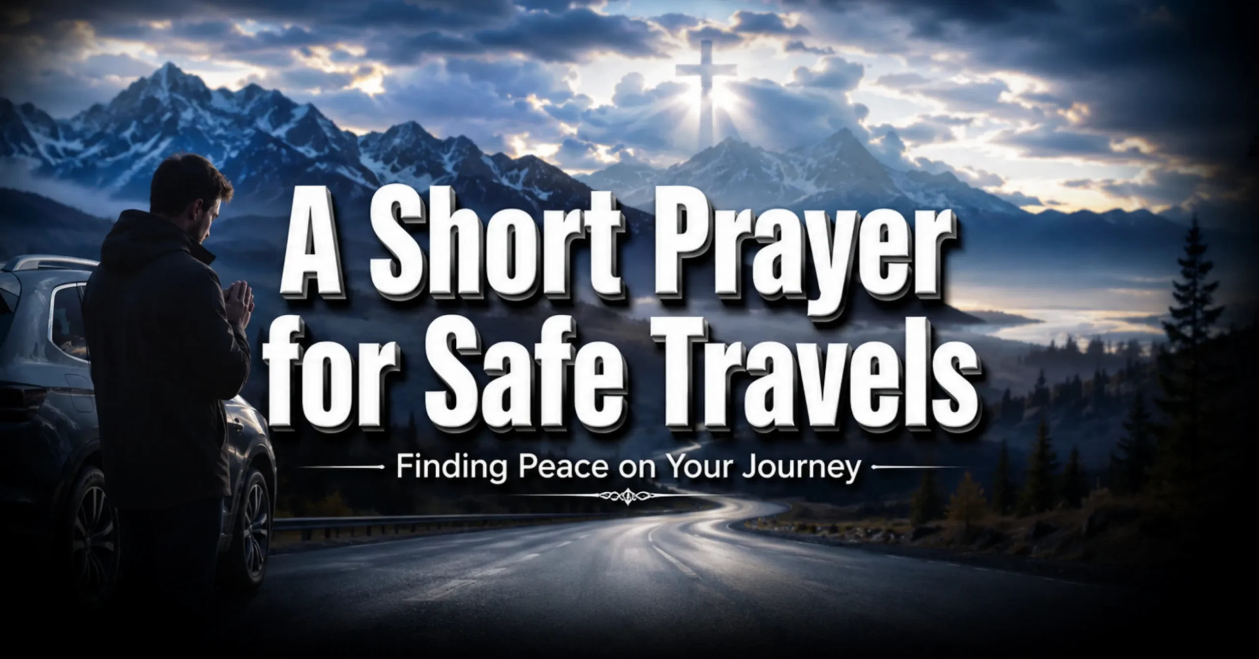 A serene and peaceful view of a journey representing a short prayer for safe travels.