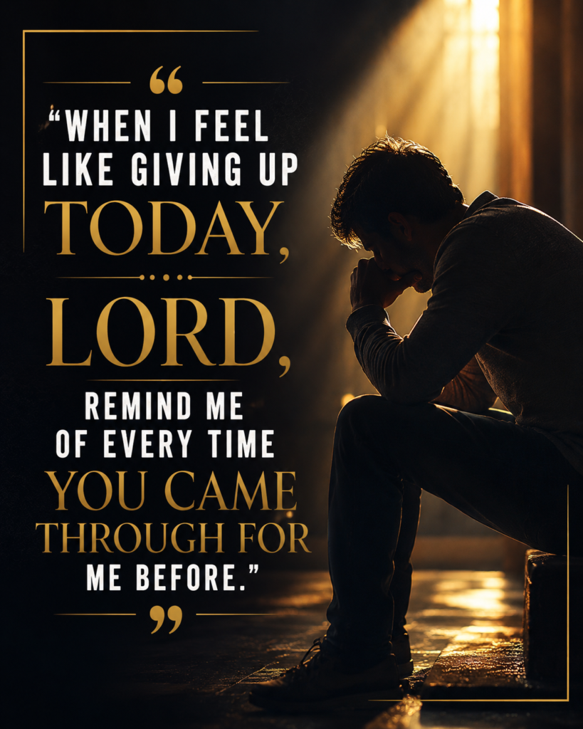 Inspirational Christian prayer quote about trusting God during difficult times, featuring a cinematic design with a message of hope.