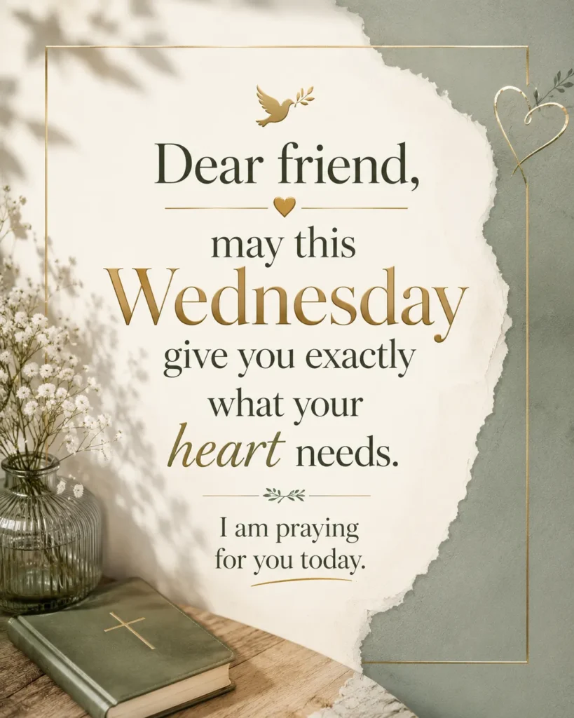Dear friend Wednesday blessing image with a heartfelt prayer message, offering encouragement, comfort, and hope for the day ahead.
