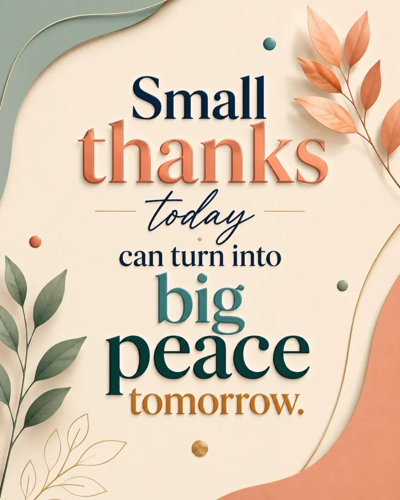 Inspirational gratitude quote poster featuring elegant typography, premium artistic design, and a positive message about thankfulness, inner peace, and personal growth.