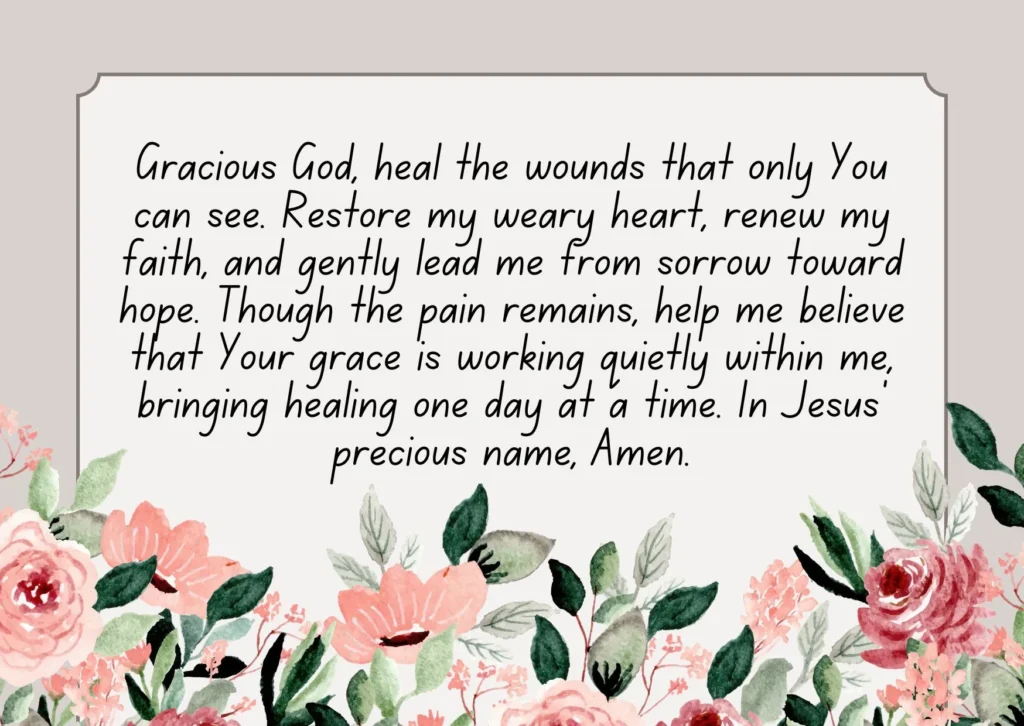 Prayer for grief and healing with Psalm 147:3 Bible verse about God's healing, comfort, and restoration for broken hearts.