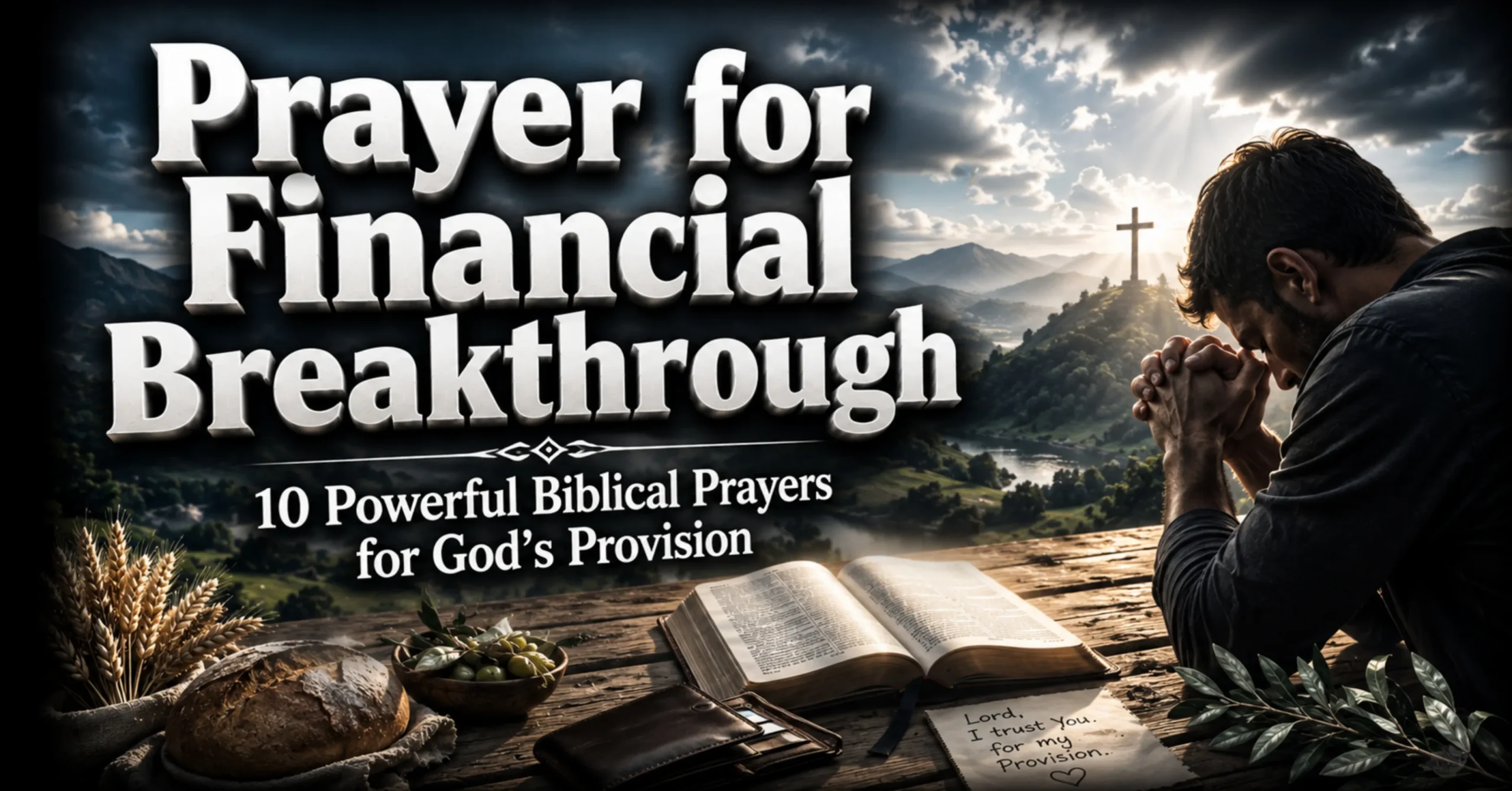Prayer for Financial Breakthrough – Christian praying to God for financial provision, wisdom, and hope during financial hardship