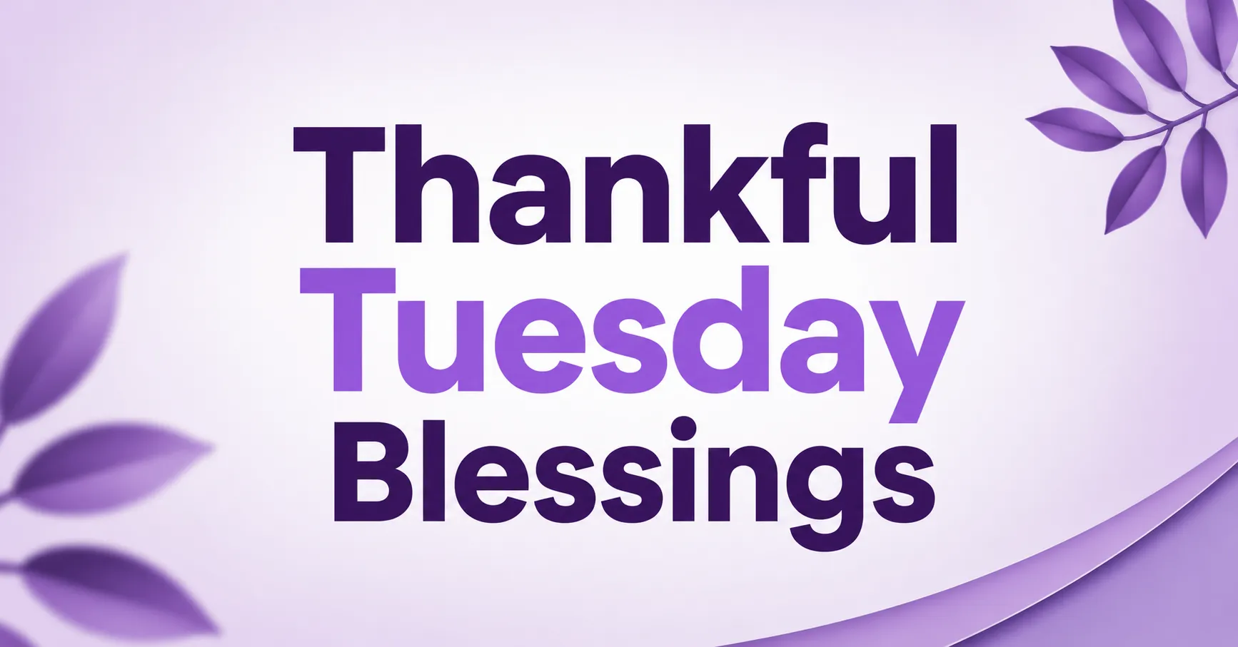 Minimal purple and white Thankful Tuesday Blessings featured image with bold modern typography for Christian inspiration.