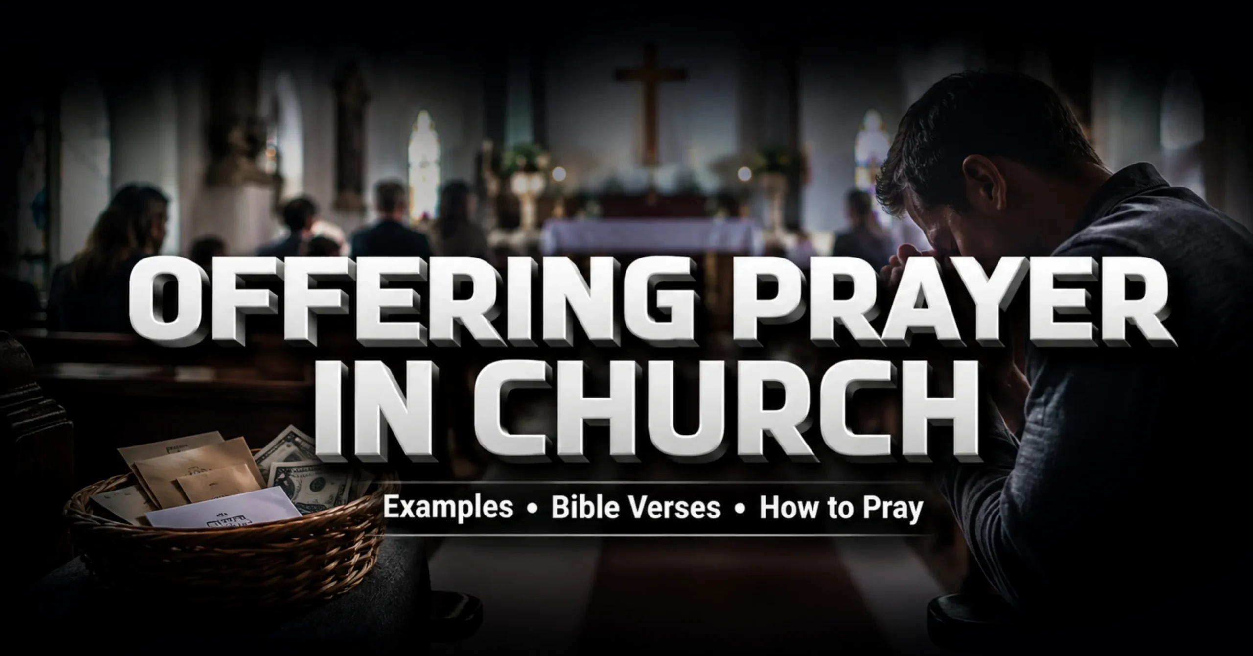 Offering prayer in church during a worship service
