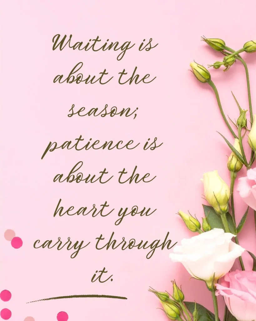 Inspirational Christian graphic explaining that waiting concerns the season while biblical patience concerns the heart carried through it.
