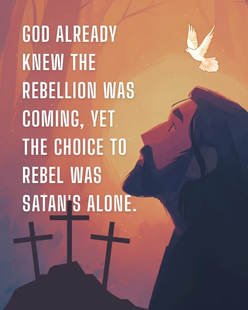 Biblical illustration of God knowing Satan would rebel and Satan choosing to disobey