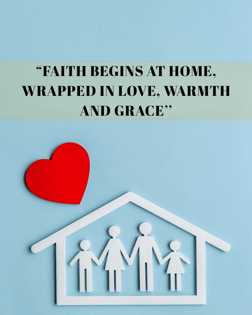 Happy Saturday Blessings image featuring a Christian family home with a heart, symbolizing faith, love, warmth, grace, and God's blessings.