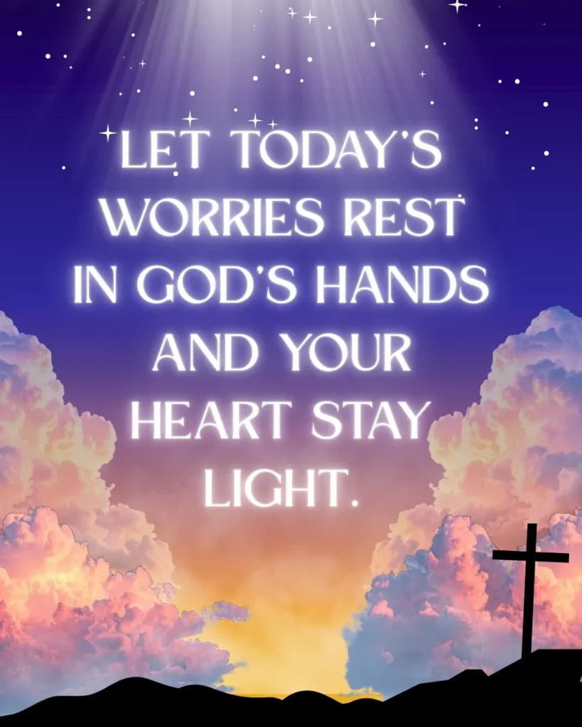 Monday Morning Blessings image encouraging you to trust God, release your worries, and find peace, hope, and strength for the new week.
