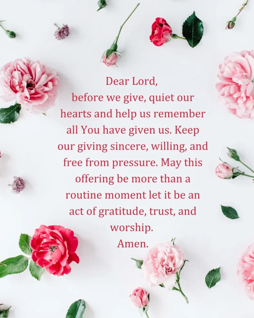 Simple offering prayer thanking God for daily provision and asking Him to bless the church offering.