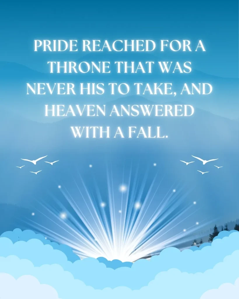 Biblical illustration of pride, rebellion, and Satan’s fall from heaven