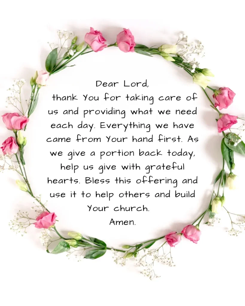 Simple offering prayer thanking God for daily provision and asking Him to bless the church offering.