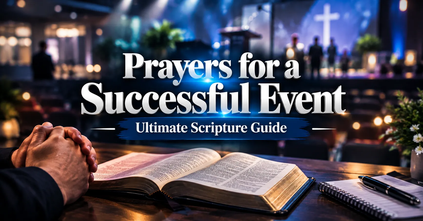 Prayers for a Successful Event with an open Bible at a Christian gathering