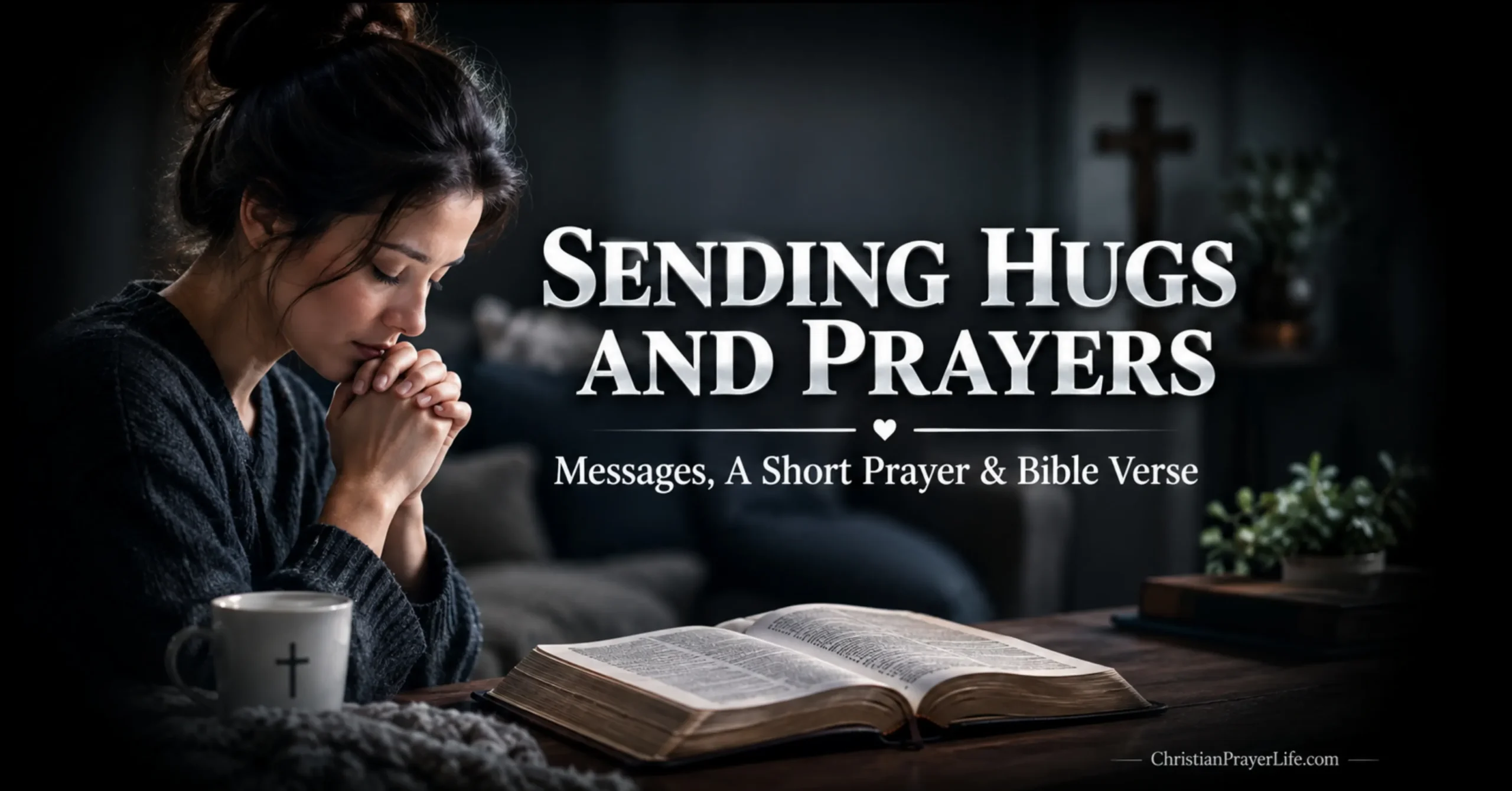 Sending hugs and prayers with a short prayer and Bible verse