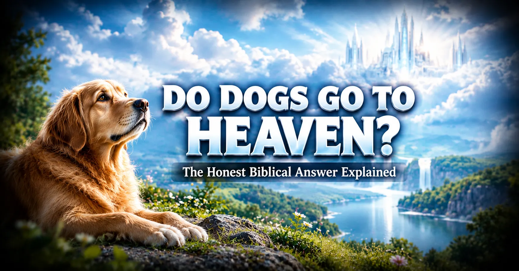Do Dogs Go to Heaven? A dog looking toward a peaceful heavenly light