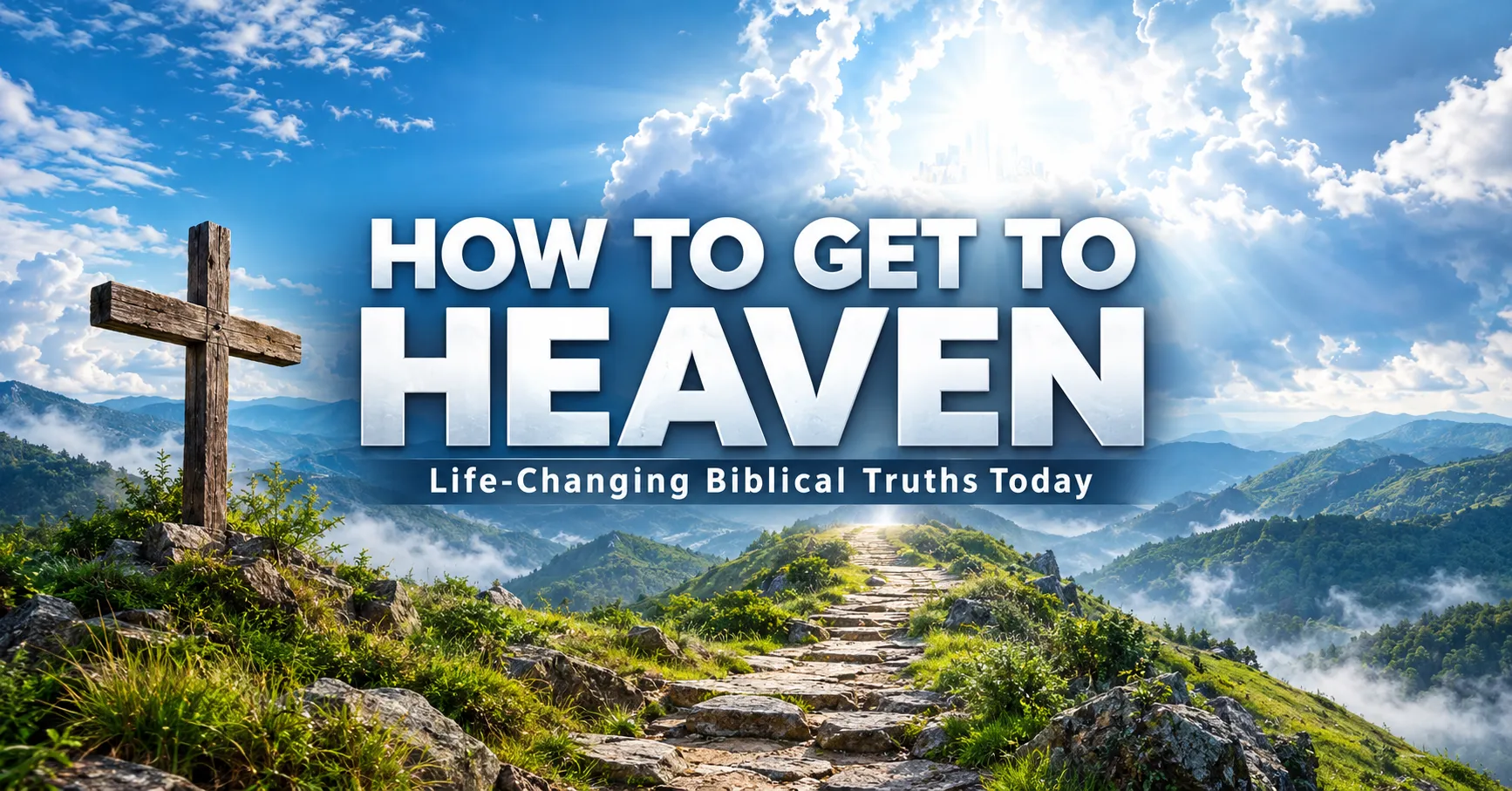 How to Get to Heaven according to the Bible with a path leading toward heavenly light